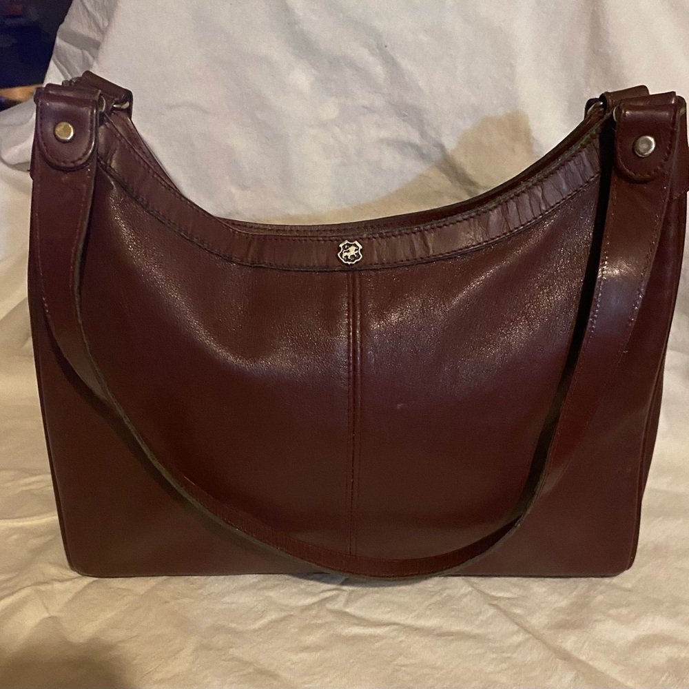 Etienne Aigner Ox Blood  Leather Shoulder Bag with Crescent Shape